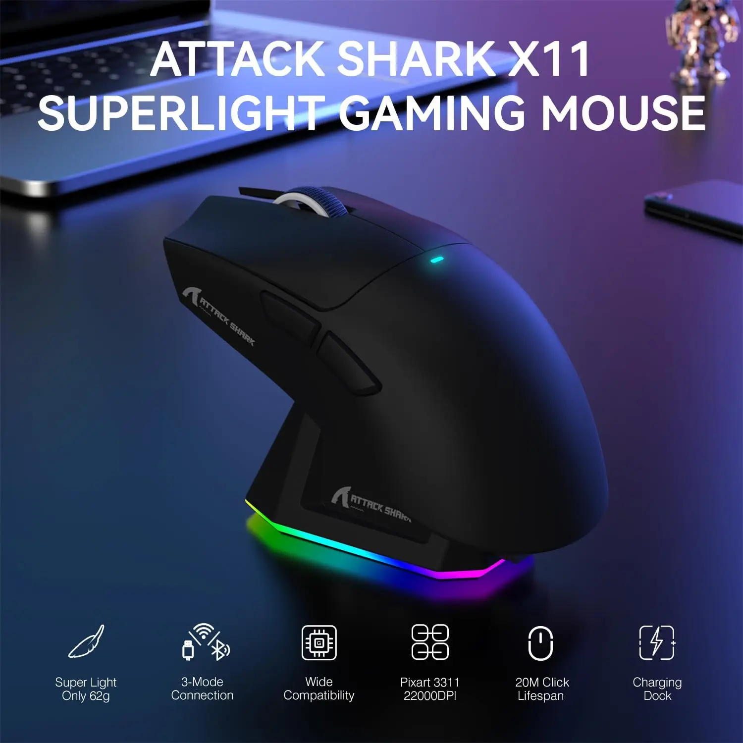 ATTACK SHARK X11 Lightweight T - Esports Gaming Mice のレビューと価格