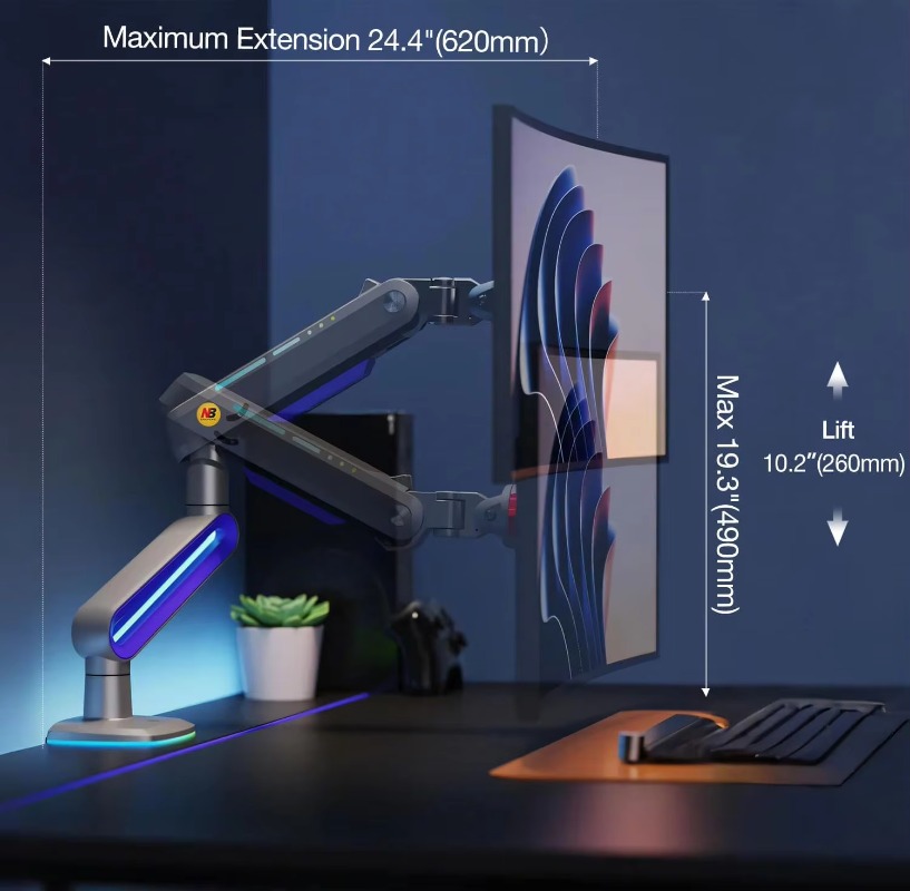 ERGONOMIC Gaming Monitor Arm f - Gaming Monitor Curved のレビューと価格