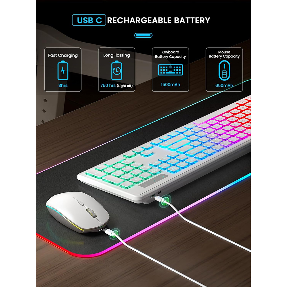 Backlit Wireless Keyboard and  - Esports Wireless Gaming Mouse のレビューと価格