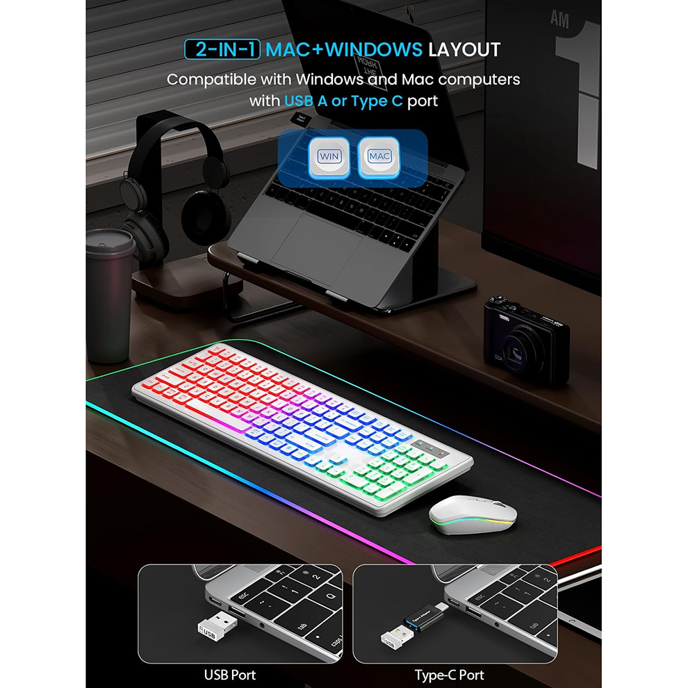 Backlit Wireless Keyboard and  - Esports Wireless Gaming Mouse のレビューと価格
